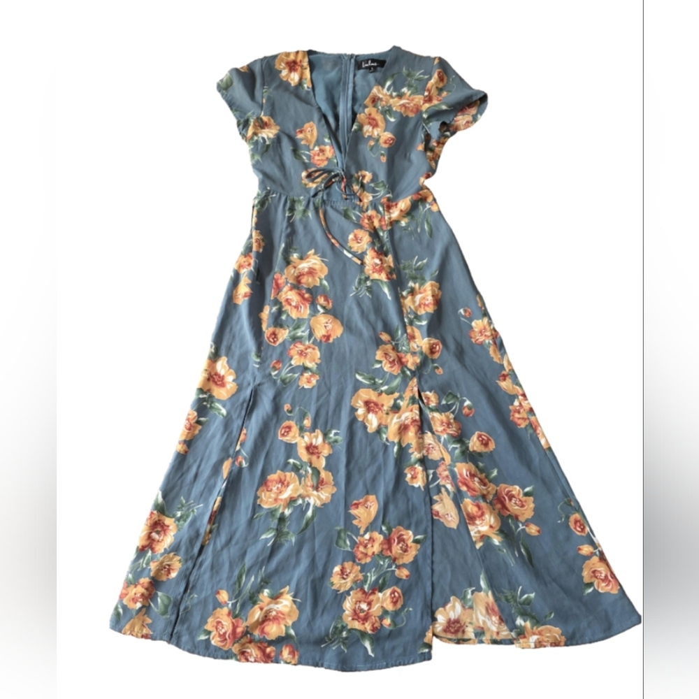 Ĺulu's Best Day of My Life Dusty Sage Floral Print Midi Dress Size S